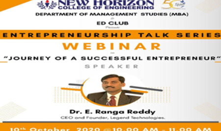 Entrepreneurship Talk Series – Webinar on “Journey of a successful entrepreneur