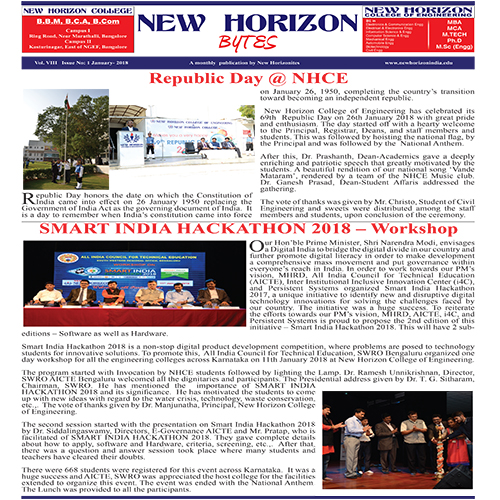 NH Bytes January 2018- Newsletters- Bangalore Engineering College