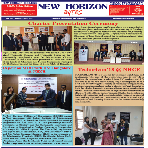NH Bytes May 2018- Newsletters- Bangalore Engineering College