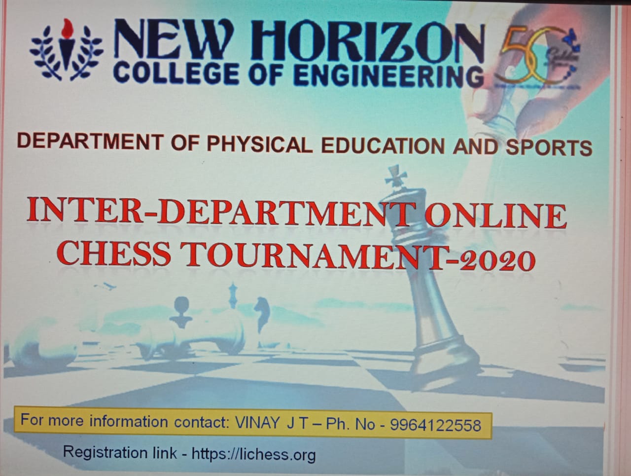 Inter Department Online Chess Tournament-2020 - New Horizon College of  Engineering