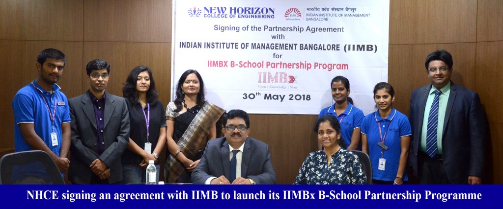 NHCE signed an agreement with IIMB to launch its IIMBx B-School Partnership Programme on 30th may 2018