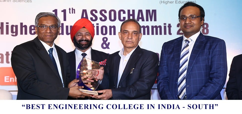 Awarded “BEST ENGINEERING COLLEGE IN INDIA – SOUTH” for the 3rd consecutive time