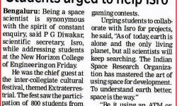 The Times of India – Students Urged to Help ISRO