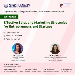 Workshop-Effective sales And Marketing Strategies For Entrepreneur and Startups