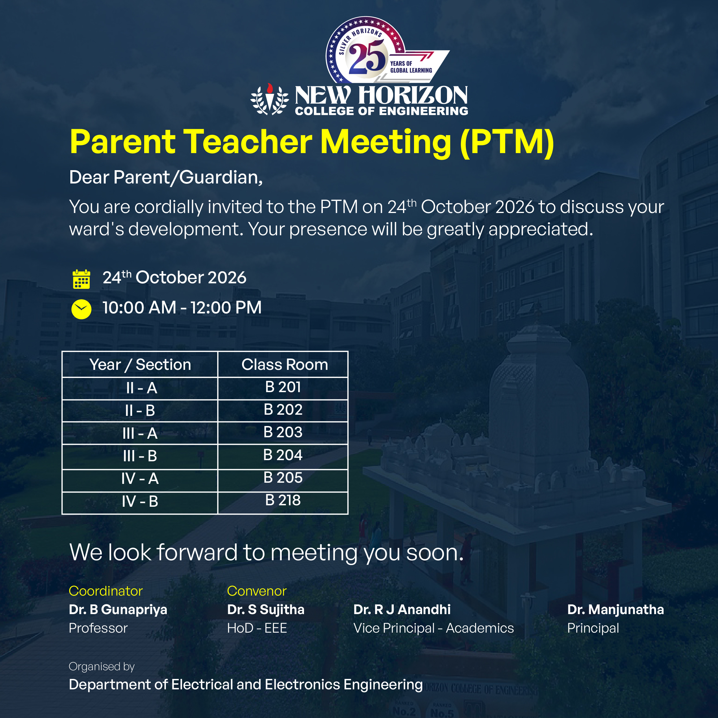 Parent Teacher Meeting 2026 - New Horizon College of Engineering EEE